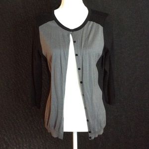 H&M grey and black cardigan, button down, med